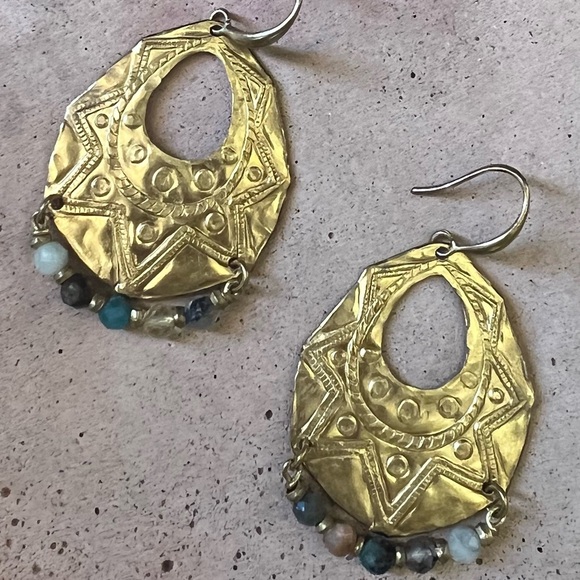 Handmade mixed gemstone teardrop earrings - Picture 7 of 7